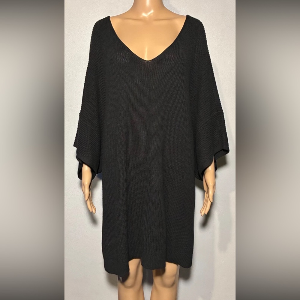 Girl With Curves Women's Sweater Size3X Tight Knit Pullover Cap Sleeve Side Slit